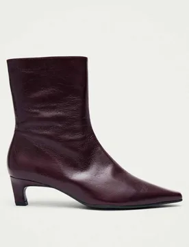 Ambar Rift Leather Pointed Ankle Boots Burgundy female - Alohas - FashionsVida