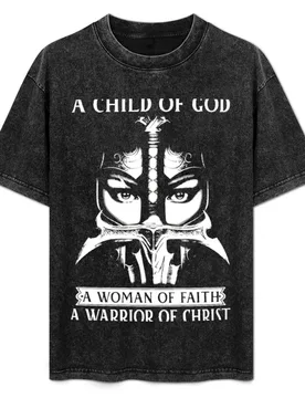A child of god a woman of faith a warrior of christ TShirt T-Shirt Classic Print Short Sleeve Shirt - Aliexpress - FashionsVida