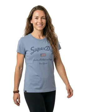 T-shirt à Manches Courtes Athletic Essential Fitted Graphic Tidal Blue 2XS - Superdry - FashionsVida