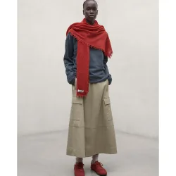 Falda midi de algodón técnico con bolsillos cargo kano
