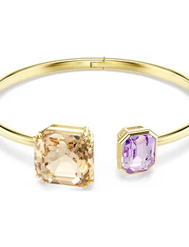 Bracciale rigido Millenia, Taglio ottagonale, Multicolore, Finitura oro 18K S - Swarovski - FashionsVida