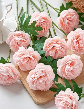 Piezas Flores artificiales de peonía, tallos de peonía falsos, flores de peonía falsas a granel, arreglos florales de peonías realistas para decor - Shein - FashionsVida