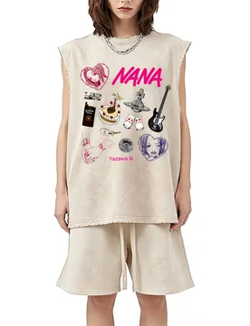 Anime Black Stones Oosaki Nana Vintage Washed Tank Tops Men Women Manga Oversized Sleeveless Vest T-shirt Y2k Gothic Streetwear - Aliexpress - FashionsVida