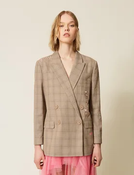 Blazer MYFO à carreaux avec broderie - Actitude by Twinset - FashionsVida