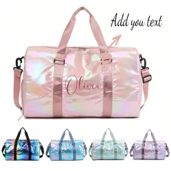 Bolsa de viaje personalizada con láser de colores, bolsa de baile grande, bolsa de fin de semana y pernoctación con combinación de letras, bolsa de