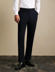 Slim Fit Tailored Flat Front Suit Trousers Navy male