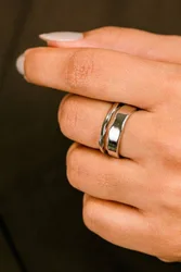 Women's Adjustable Thick Hammered Silver Irregular Cuff Band Wave Ring - Silver - Size: One Size