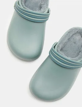 Kids' Fur Lined Clogs (4 Small-7 Large) Green male - M&S - FashionsVida