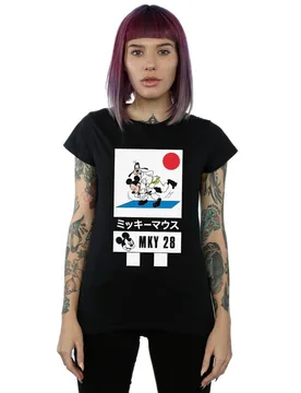 Women's Mickey & Goofy Karate Cotton T-Shirt in Black Size: Medium - Black - Size: M - Disney - FashionsVida