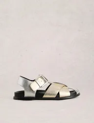 Leather Metallic Buckle Gladiator Sandals Metallic female