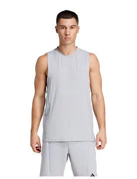 T-shirt Sans Manches Designed For Training 3 Stripes Halo Silver M - Adidas - FashionsVida