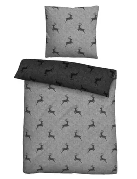 Baumwoll-Satin Bettwäsche Hirsch sturmgrau, 155x220 cm + 80x80 cm - Biberna - FashionsVida