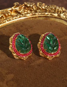 Vintage Green Leaf Rose Red Bead Earrings Zircon Resin For Women Luxury Art Deco Gold Color Jewelry Brand High Quality Gift 2026 - Aliexpress - FashionsVida