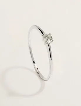 Anillo solitario de oro blanco de 18k con diamante en talla brillante de 0,10ct - El Corte Inglés - FashionsVida