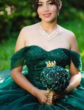 Simple dark green Quinceanera Dress Lace glitter decal Beadwork vestidos de 15 Quinceanera ﻿Customized - Aliexpress - FashionsVida