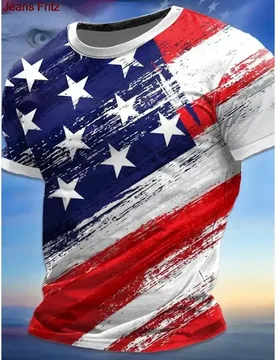 Summer Men's Short Sleeve T-Shirt for Holiday Wear Trendy Breathable Outdoor Top with Patriotic Design Soft Round Neck - Aliexpress - FashionsVida