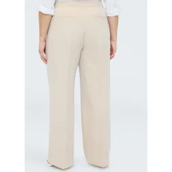 Pantalones de mujer regular efecto raya diplomática cierre con botón y cremallera