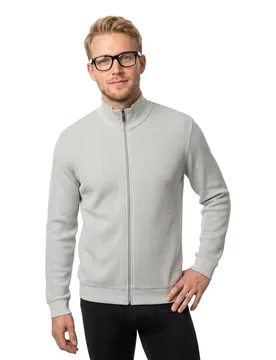 Felpa Con Zip Structure 10269578 Light Pastel Grey M - BOSS - FashionsVida