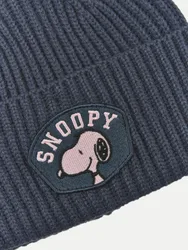 Gestrickte Mütze mit Snoopy-Patch Blau