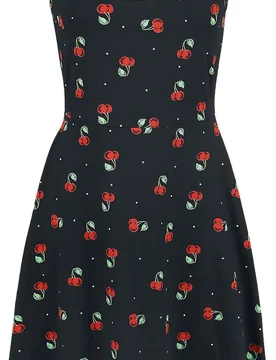 Rockabilly Kleid knielang - Sweet Cherry Dress - XS bis XXL - für Damen - Größe L - schwarz - Frauen - female - Pussy Deluxe - FashionsVida