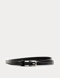 Leather Skinny Buckle Belt Black female