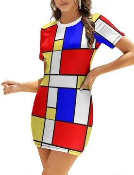 Mod 60s Mondrian Style Short-Sleeved Dress Cocktail of dresses Dress for girls Party dresses for women Dress - Aliexpress - FashionsVida