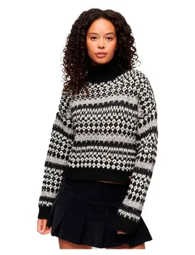 Pull à Col Roulé Roll Crop Black XS - Superdry - FashionsVida