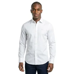 Camicia A Maniche Lunghe Sateen Regular White 2XL