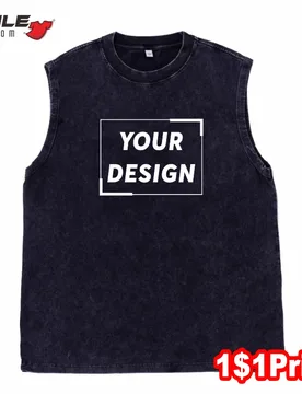 Customized Vest Design Vintage Washed Vest Printing Logo 100% Cotton Sleeveless T-shirt Embroidery Personalized Pattern - Aliexpress - FashionsVida