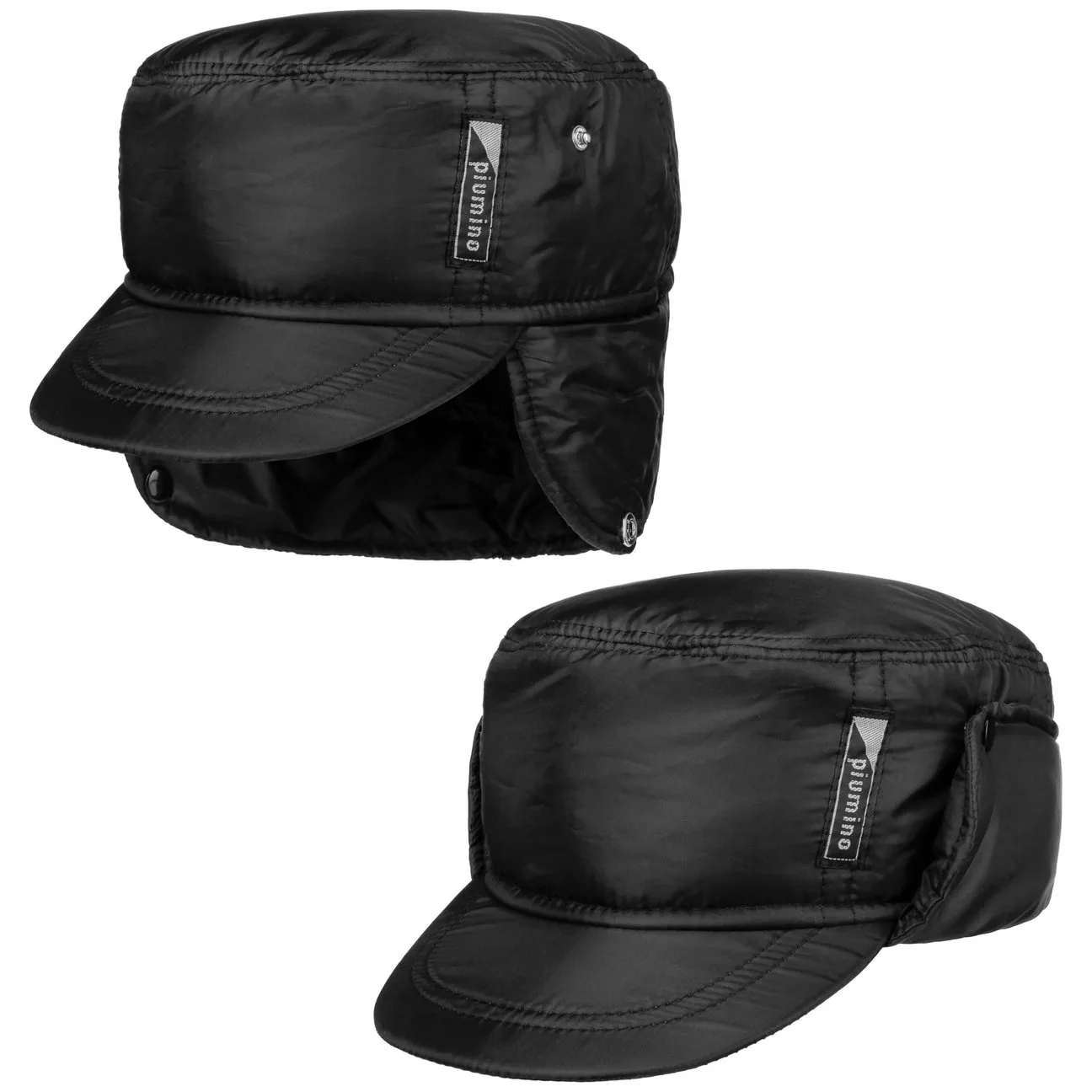 Piumino Army Cap with Ear Flaps by - black - Size: M (56-57 cm) - Lipodo - FashionsVida
