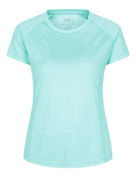 Women's 'Endurance' Striped Short Sleeve T-Shirt Quick Dry Lightweight T-Shirt in Mint Size: 18 - Mint - Size: 18 - Mountain Warehouse - FashionsVida