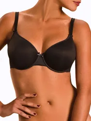 Womens Basic Invisible T-Shirt Bra - Black Nylon - Size 32f