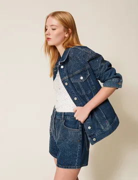 Short en jean avec strass - Actitude by Twinset - FashionsVida