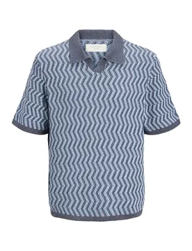 Polo à Manches Courtes Aiden Plus Size Odyssey Grey / Cashmere Blue 4XL - Jack & jones - FashionsVida
