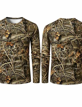 Men Quick Dry Camo Long Sleeve Tee 3D Tree Bark Reed Leaf Bionic Camouflage T-Shirt Outdoor Hunting Fishing Hiking Tactical Top - Aliexpress - FashionsVida