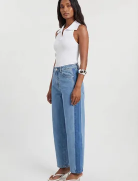 Womens Denim Panelled Barrel Leg Jean - Blue Cotton - Size 16 Uk - Karen millen - FashionsVida