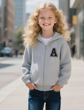 Cárdigan con capucha con estampado de letra A para niñas, ropa casual cómoda y de moda para otoño/invierno 16Y - Shein - FashionsVida