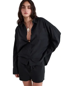 Chemise à Manches Longues 30000498 Rustic Black L - Balmohk - FashionsVida