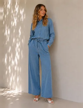 Pantalón de mujer ancho fluido - Vila - FashionsVida