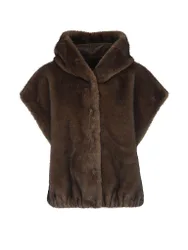 Gilet réversible aspect fourrure OLENA marron 34