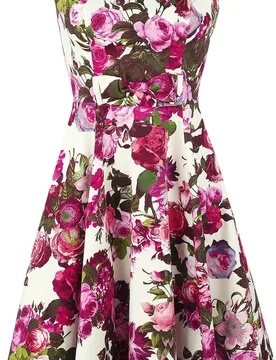 Rockabilly Kleid knielang - Audrey 50's - XS bis 6XL - für Damen - Größe 6XL - multicolor - Frauen - female - H&R London - FashionsVida