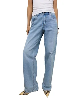 Jeans Rena Wide Fold Up Light Blue Denim 32 - Aware - FashionsVida