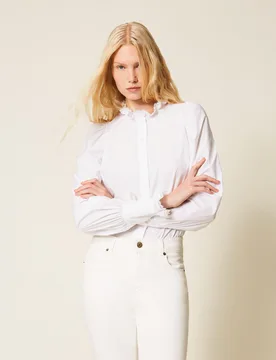 Chemise en popeline avec dentelle - TWINSET - FashionsVida