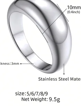 Pieza Anillo de banda gruesa chapado en oro de 18K, regalo de cumpleaños para mujer (Talla 5-10) 6 - Shein - FashionsVida