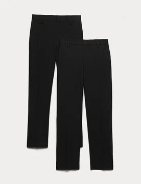 Pack Boys' Slim Fit School Trousers (2-18 Yrs) Black male - M&S - FashionsVida