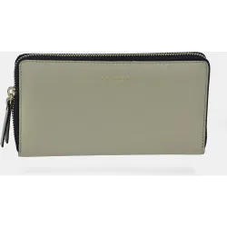 Cartera grande de piel con cremallera