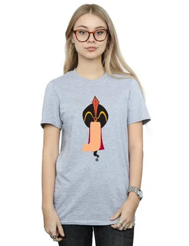 Women's Alphabet J Is For Jafar Cotton Boyfriend T-Shirt in Grey Size: XL - Grey - Size: XL - Disney - FashionsVida