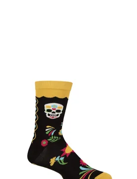 Pair Shared Earth Bamboo Day of the Dead Multi 7-12 - Multi Coloured - Size: 7-12 - SockShop - FashionsVida
