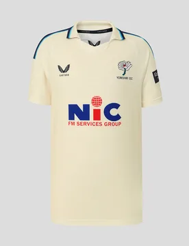 Yorkshire Cricket Junior 26/27 County Champs Short Sleeve Jersey - Cream CANNOLI CREAM JL Unisex - Castore - FashionsVida