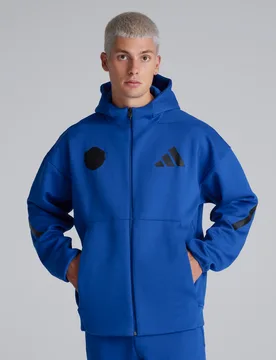Manchester United x Z.N.E. Full-Zip Hooded Track Jacket Blue L - Adidas - FashionsVida
